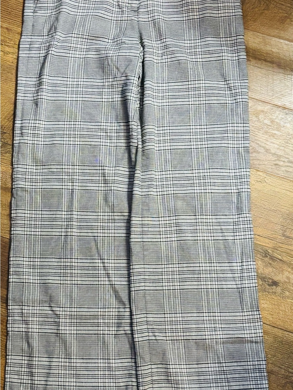 Ann Taylor Gray and Black Glen Plaid Wide Leg Pants